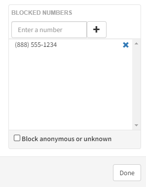 Blocked numbers list