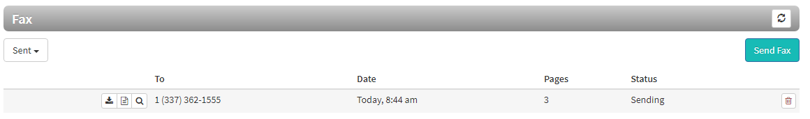 Sent Fax Status